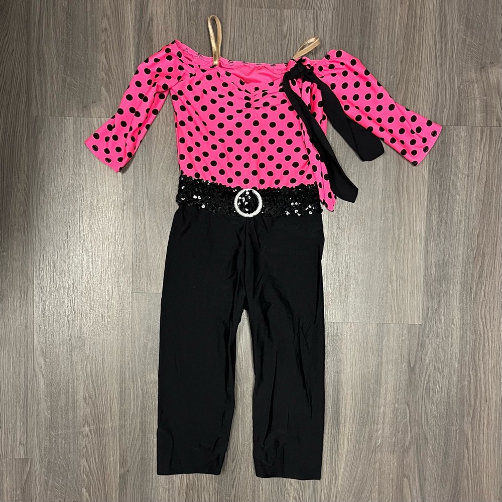 Jazzamatazz Pink & Black Polkadot Unitard Dance Costume